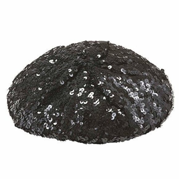 3/$20 Childrens Place Sequin Beret Hat Gunmetal Silver Gray Party Fashionista - Picture 1 of 11